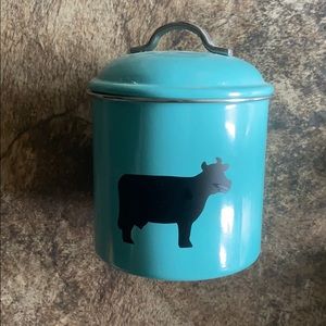 Teal Container with Cow